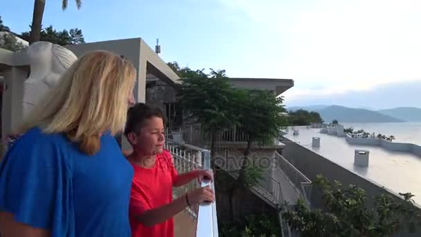 Mother and son looking at the view 2 — Stock Video