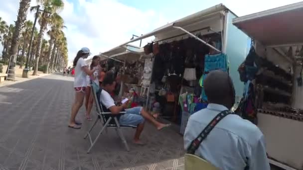 Pohled Valencia beach bazar 2 — Stock video