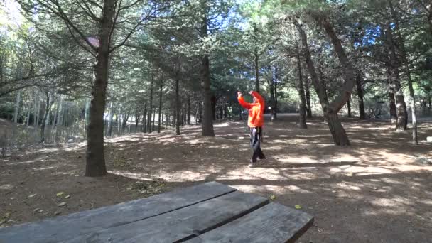 Man doing exercises at the outdoor — Stock Video