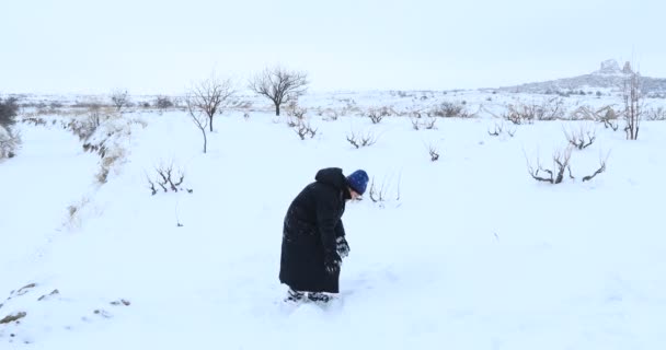 Niño jugando en la nieve 4 — Vídeos de Stock