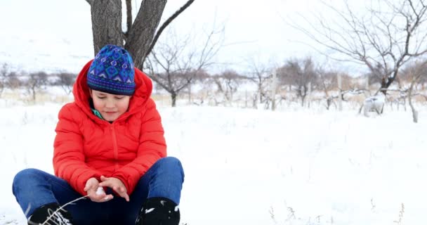 Glückliches Kind im Winter — Stockvideo