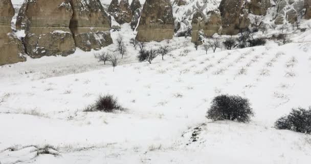 Paisaje nevado de montaña en Capadocia 2 — Vídeo de stock