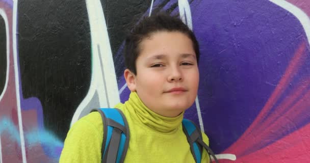 Portret van een glimlachende preteen jongen 4 — Stockvideo