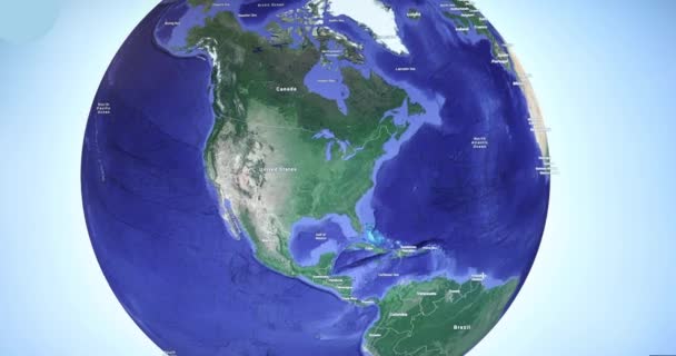 Earth Globe Blue Background Rotating — Stock Video
