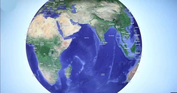 Globul Pământului Fundal Albastru Rotativ — Videoclip de stoc