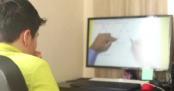 隔离或隔离期间在家学习的儿童的在线学习 远程教育 — 图库视频影像