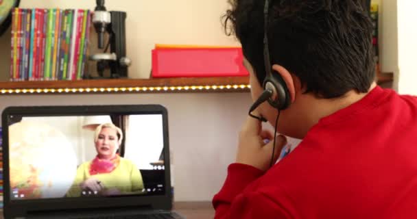 Online Učení Dálkové Vzdělávání Pro Děti Doma Domácí Výuka Během — Stock video