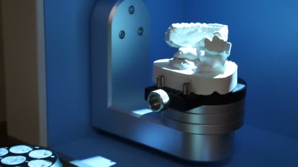 Scansione Dell Impressione Dei Denti Ulteriore Stampa Sulla Stampante Protesi — Video Stock
