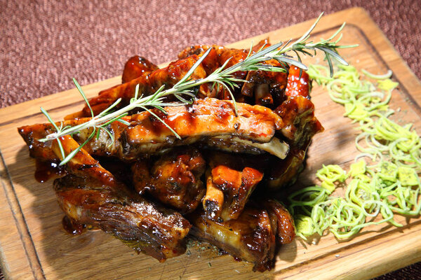 Pork ribs in honey sauce.