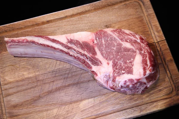 Färskt Rått Kött Ribeye Steak Kött Till Biff Köttbiff Råkött — Stockfoto