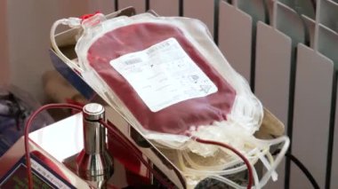 VINNYTSIA, UKRAINE - JANUARY 28, 2020: Blood Donation Center. Blood sampling 