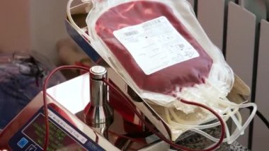 VINNYTSIA, UKRAINE - JANUARY 28, 2020: Blood Donation Center. Blood sampling for analysis - Editorial Footage