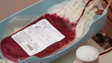 VINNYTSIA, UKRAINE - JANUARY 28, 2020: Blood Donation Center. Blood sampling   - Editorial Footage