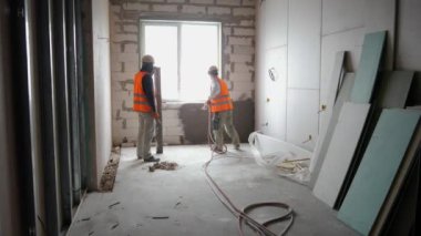 VINNYTSIA, UKRAINE - JANUARY 23, 2020: Video set: New residential area. Construction of a residential multi-storey building - Editorial Footage