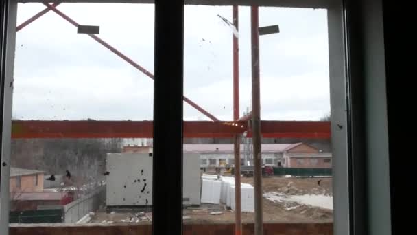 Vinnytsia Oekraïne Januari 2020 Videoset Nieuwe Woonwijk Bouw Van Een — Stockvideo