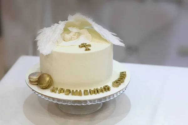 Torta Bambini Molto Bella Originale Tavolo Con Una Torta Compleanno — Foto Stock