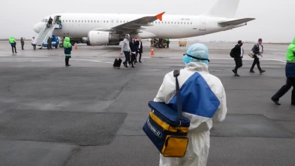 Vinnytsia Ukraine March 2020 Coronavirus Pandemic Prevention Coronavirus Airport Hasidim — Vídeo de Stock