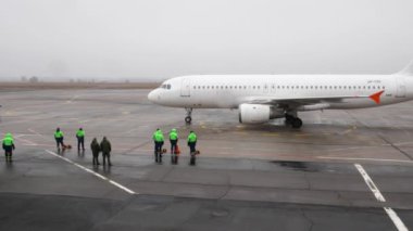 VINNYTSIA, UKRAINE - MARCH 5, 2020: Coronavirus pandemic. Prevention of coronavirus at the airport. Hasidim are leaving Ukraine. Air flight with Hasidim from Tel Aviv - editorial footage