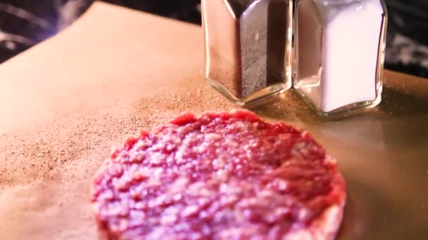 Costoletta Cruda Hamburger Succoso — Video Stock