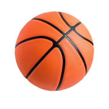 Beyaz zemin üzerinde basketbol topu. 