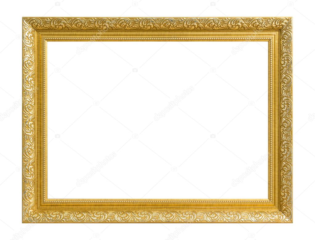 Gold frame. Gold/gilded arts and crafts pattern picture frame. — Stock