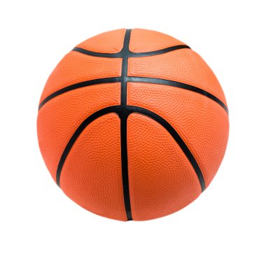 Beyaz zemin üzerinde basketbol topu. 
