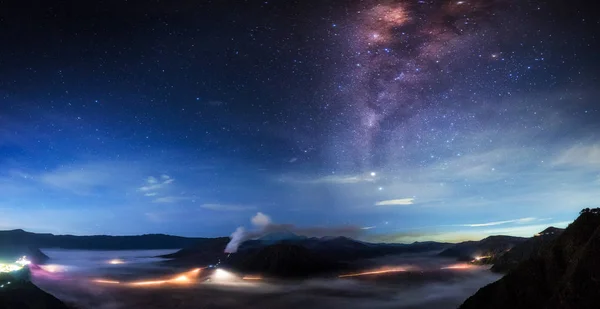 Milky way over Bromo National Park, Java - Indonesia — Stock Photo, Image