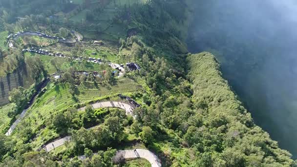 Aerial view flight over Cemoro Lawang, — Stock Video