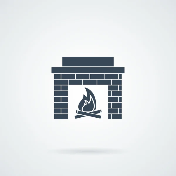 Fireplace icon with a shadow Stock Illustration