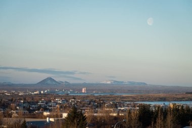 Gündoğumu sırasında Reykjavik, İzlanda manzara