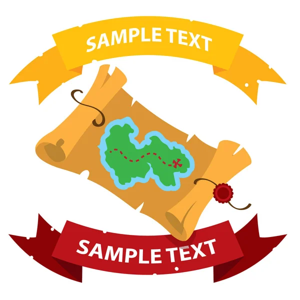 A sziget eltemetett kincset Térkép. Illusztráció a kalóz-téma. — Stock Vector