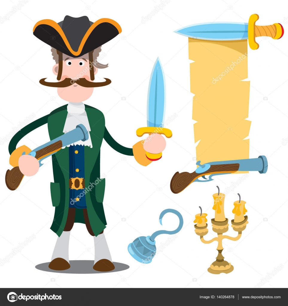 Capitano pirata dei cartoni animati — Vettoriale Stock