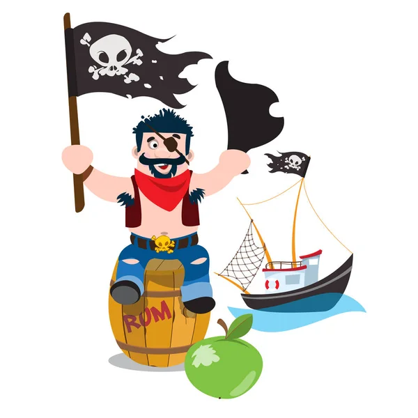 Conjunto de elementos del tema pirata — Vector de stock