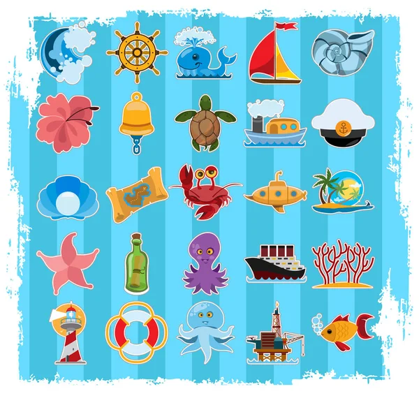 Set icone del mare — Vettoriale Stock