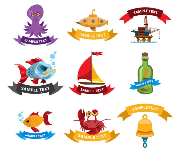 Deniz ve korsan logo seti — Stok Vektör