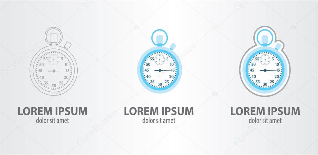 Stopwatch logos set on grey gradient background