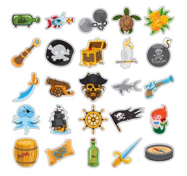 Korsan kontur Icons set