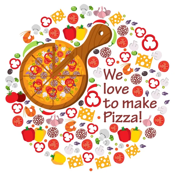 Nos encanta hacer pizza. — Vector de stock