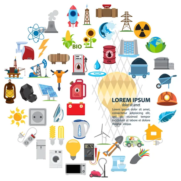 Infografías de energía, electricidad — Archivo Imágenes Vectoriales