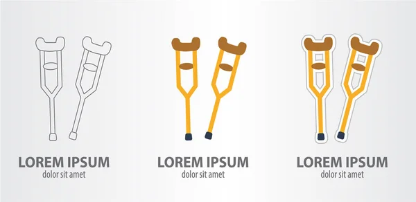 Conjunto de logotipos Crutches —  Vetores de Stock