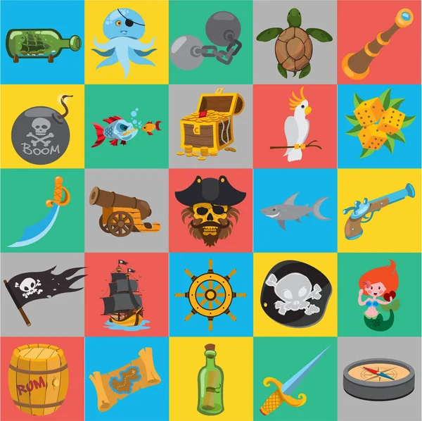 Conjunto de iconos piratas — Archivo Imágenes Vectoriales