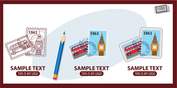 Imposta i loghi dei francobolli — Vettoriale Stock