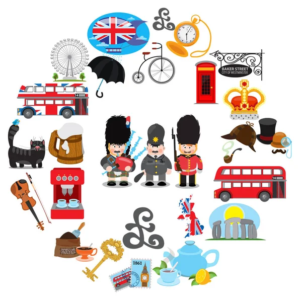 Juego de iconos inglés — Vector de stock