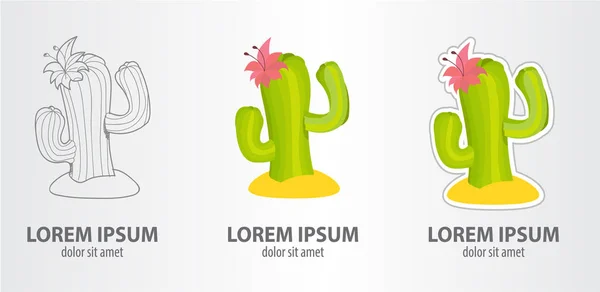 Cactus in desert logos set — Stock Vector