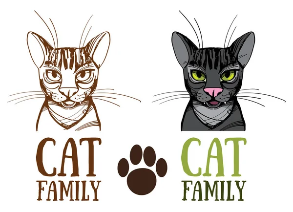 Familia de gatos, logo — Vector de stock