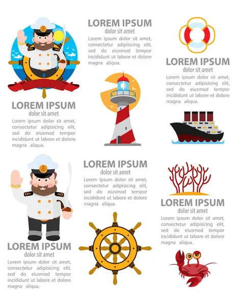 Elementi di infografica marina — Vettoriale Stock