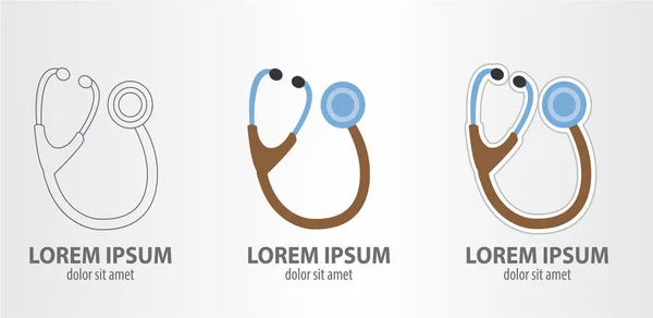 Stetoskop logolar seti — Stok Vektör