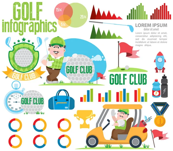 Golf club en golf infographics — Stockvector