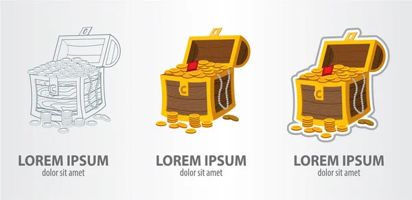 Treasure chest logos set — Stock Vector