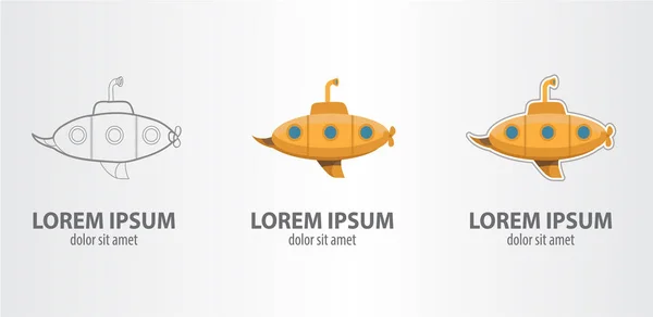 Sárga tengeralattjáró logók készlet — Stock Vector